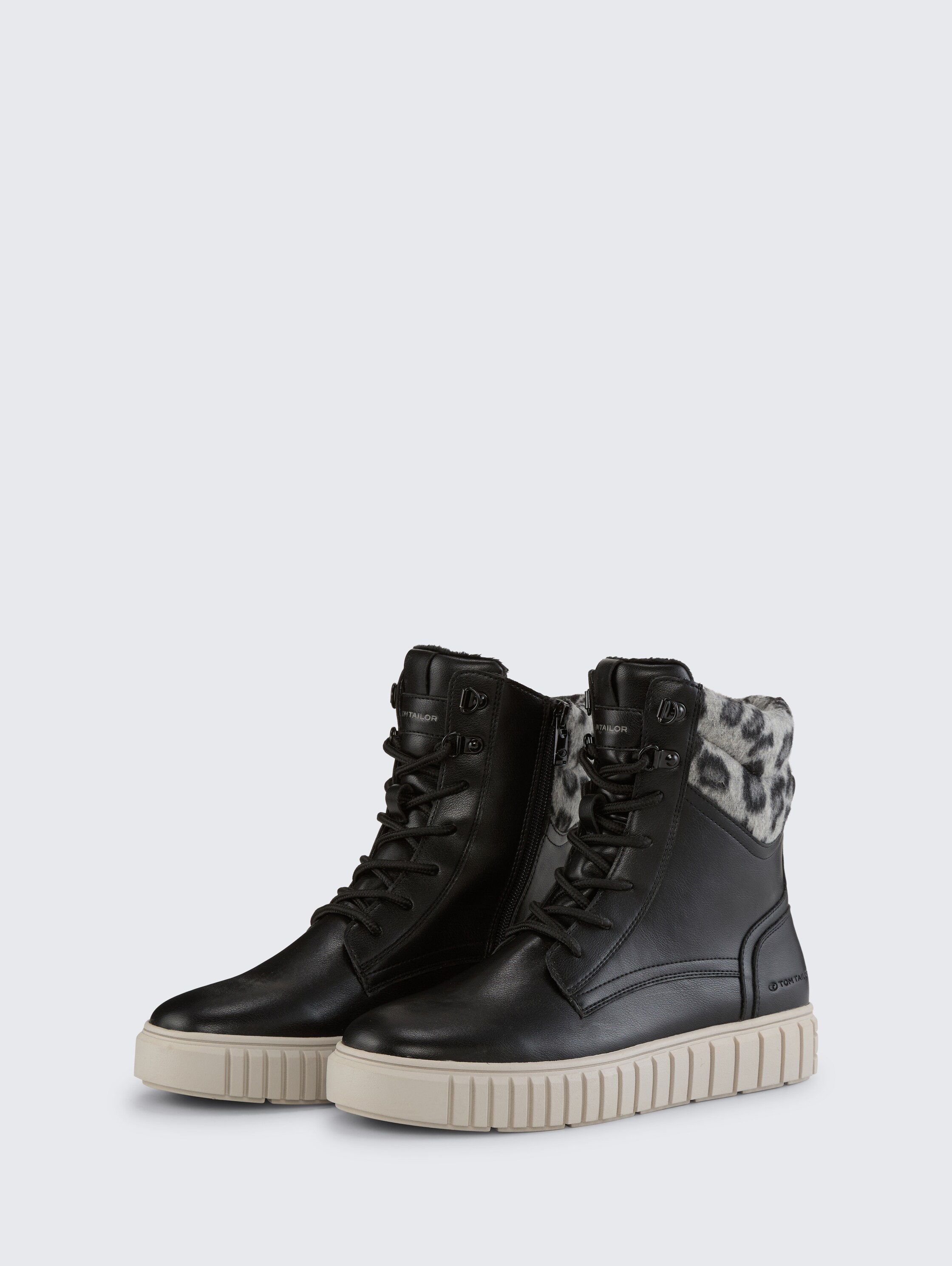 Bottines fourrées avec détail léopard - black_1 - 