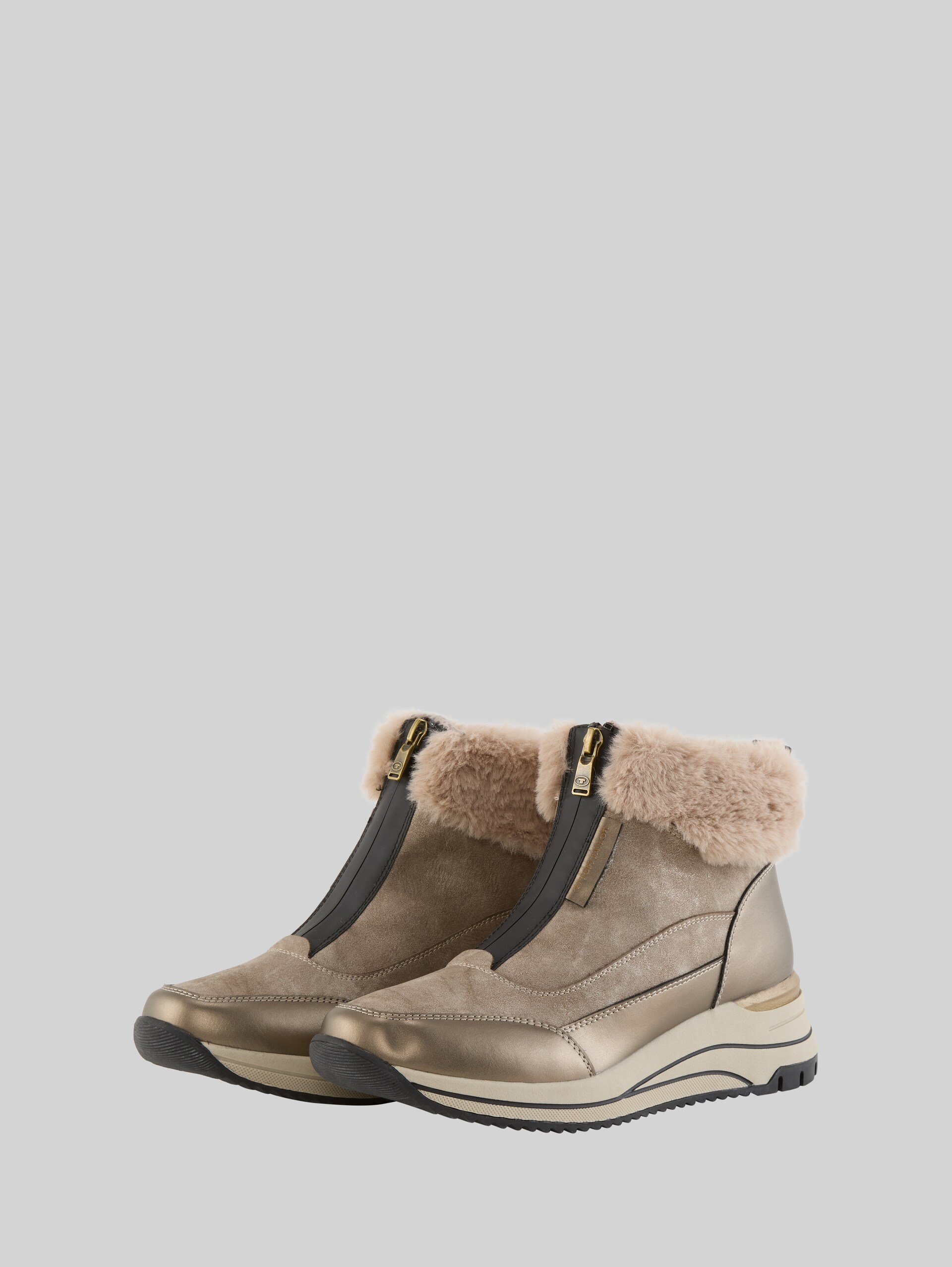 Padded ankle boots with block heels - fango - side product view