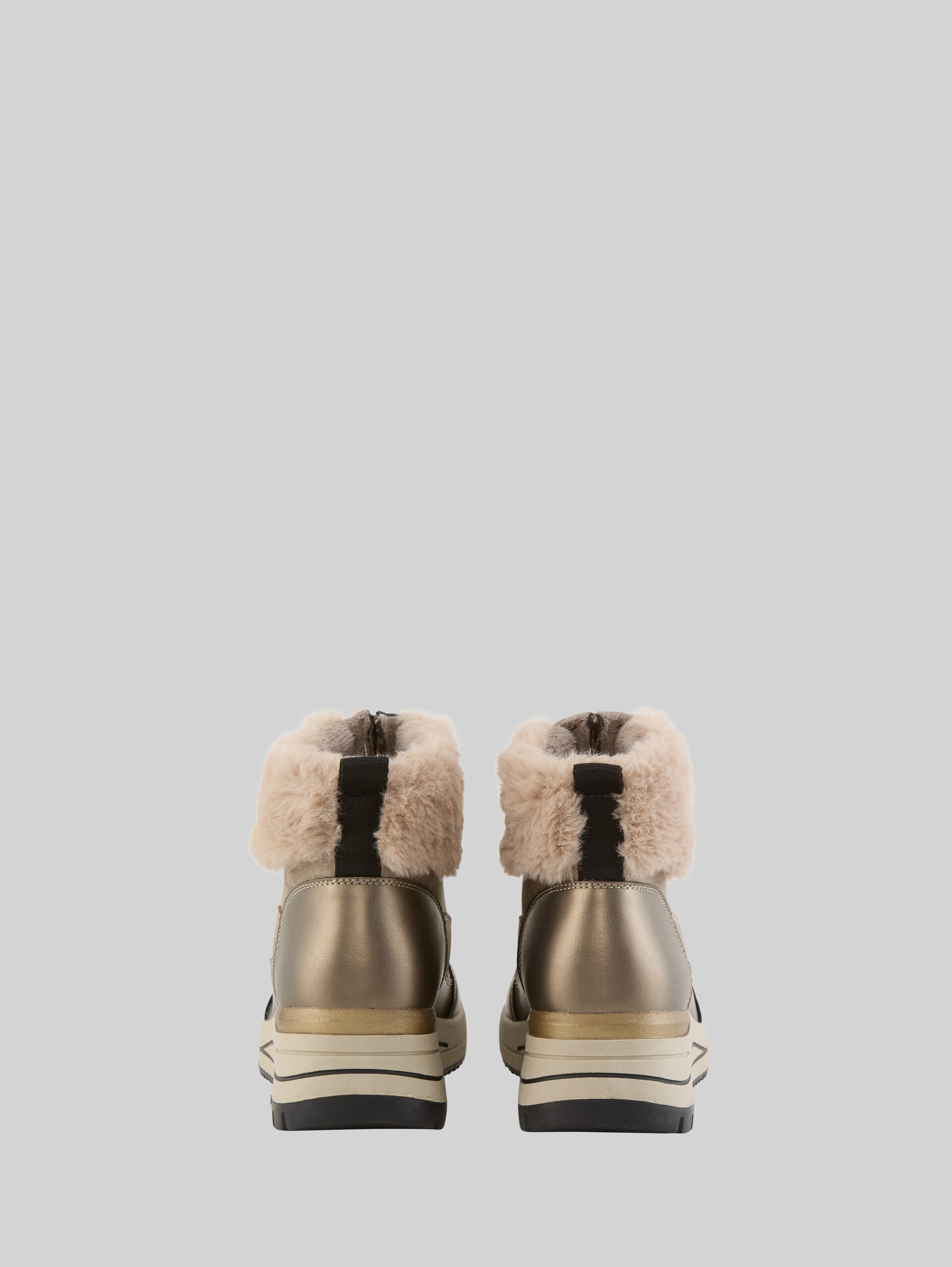 Padded ankle boots with block heels - fango - Product rear view