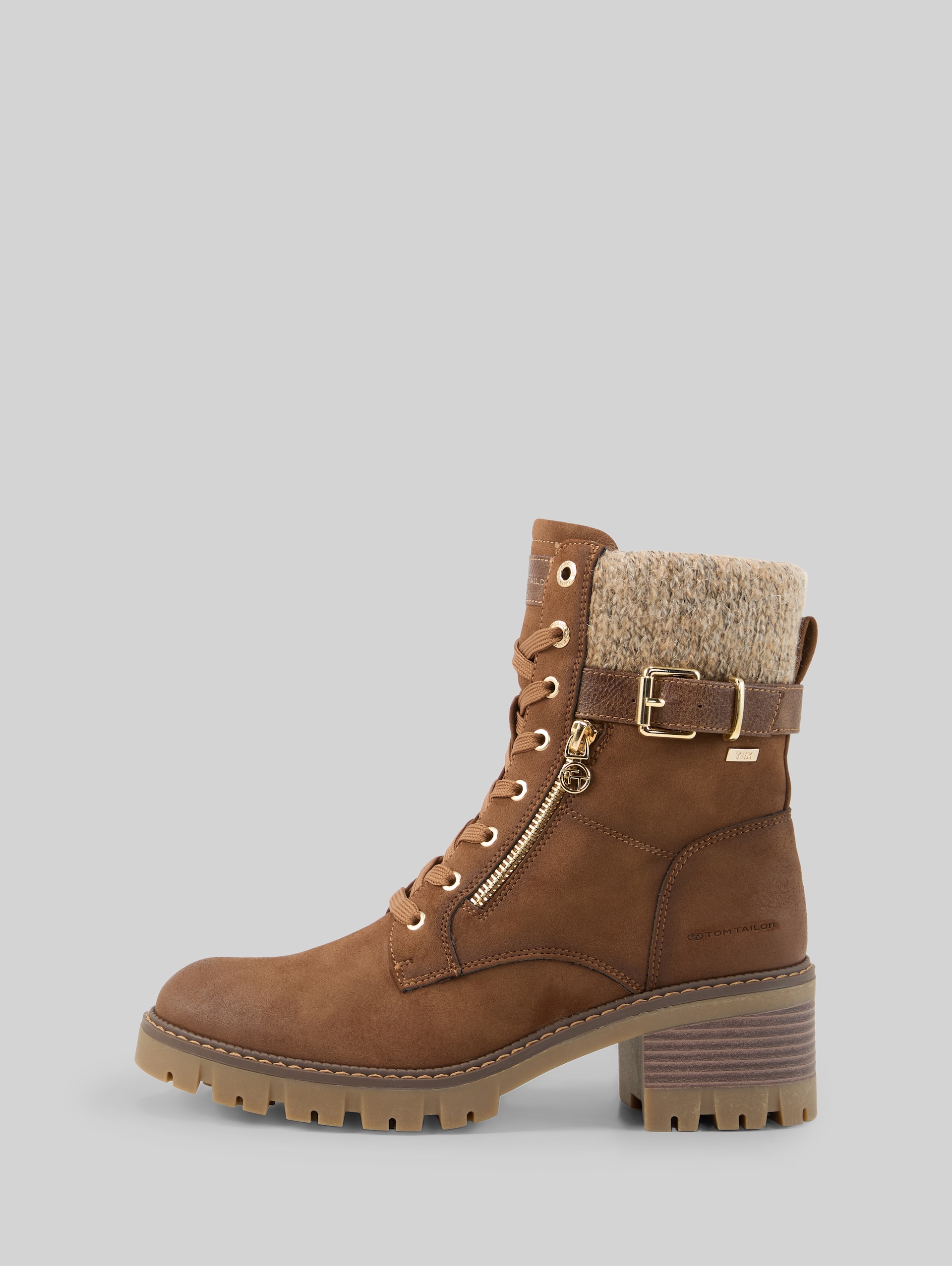 Bottines imperméables à talon bloc - whisky - vue latérale du produit