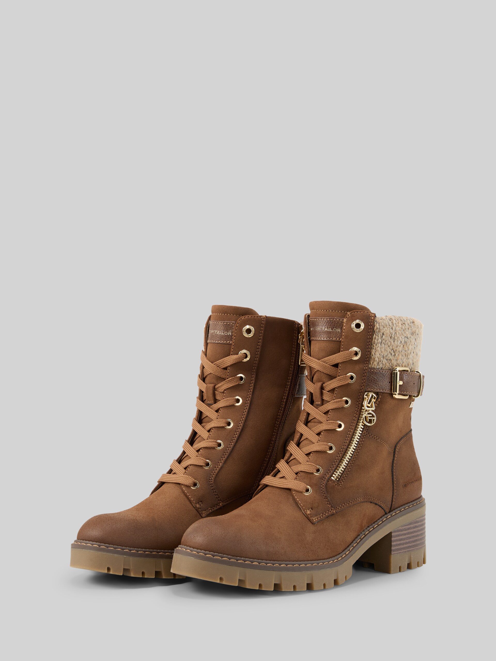 Bottines imperméables à talon bloc - whisky - vue latérale du produit