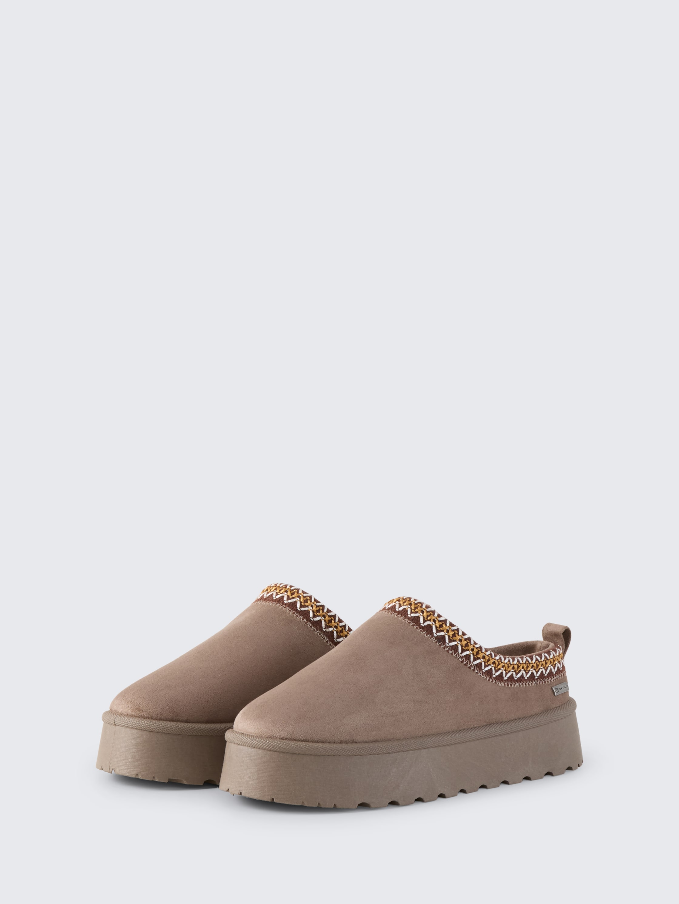 Gefütterte Slipper mit Plateau-Sohle - mud - 