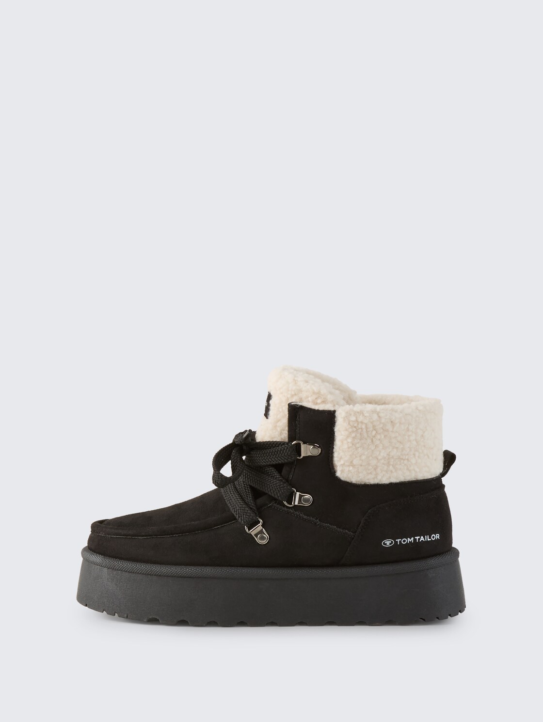 Gefütterte Schneestiefeletten mit Plateau-Sohle - black - seitliche Produkt-Ansicht