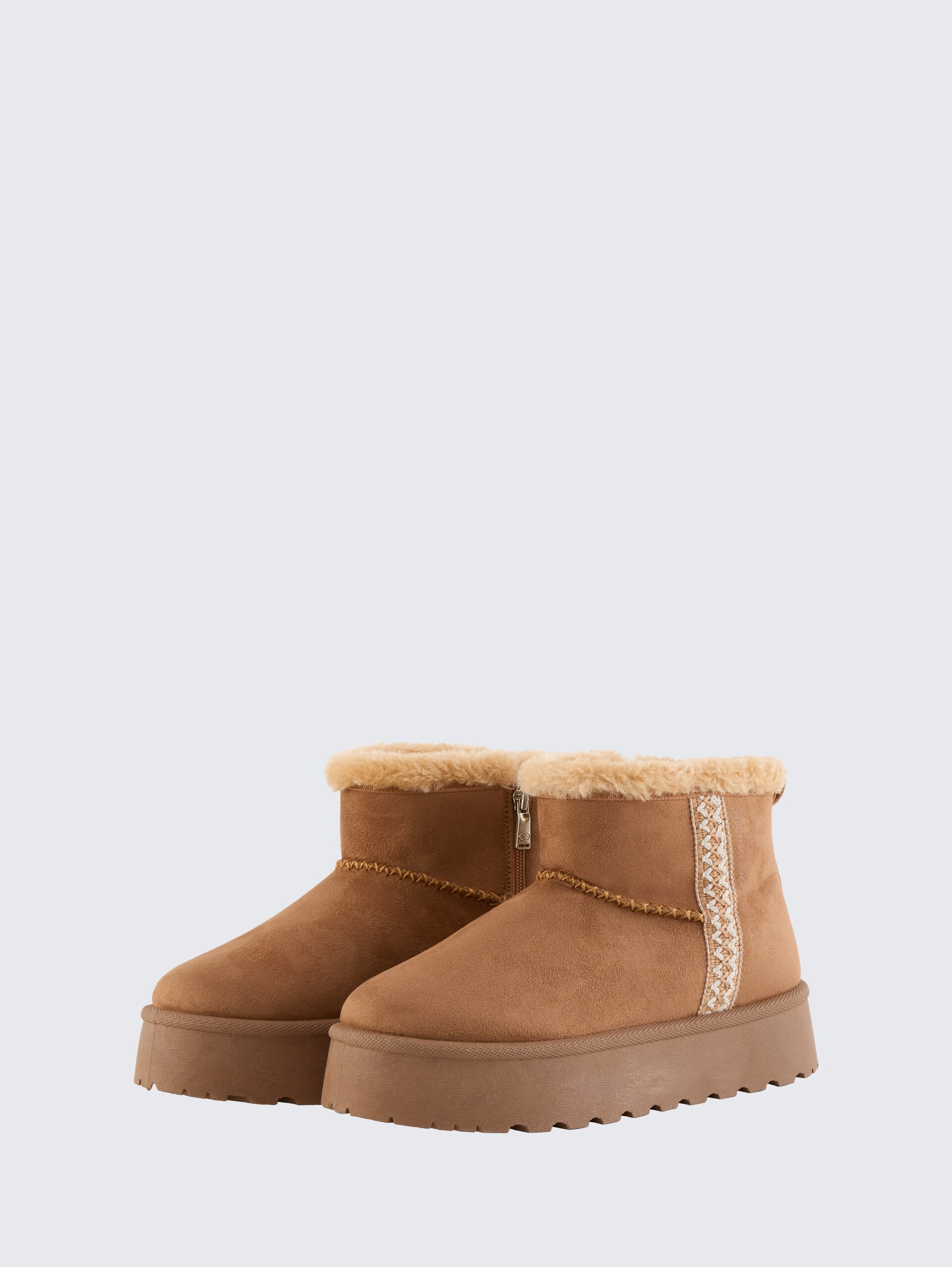 Gefütterte Schneestiefeletten mit Plateau-Sohle - hazel - seitliche Produkt-Ansicht