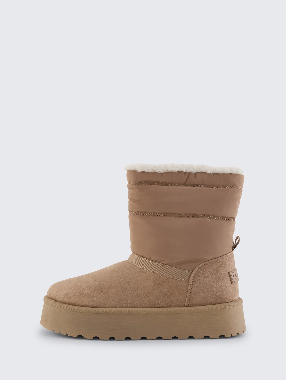 Gefütterte Schneestiefel mit Wattierung - beige - seitliche Produkt-Ansicht