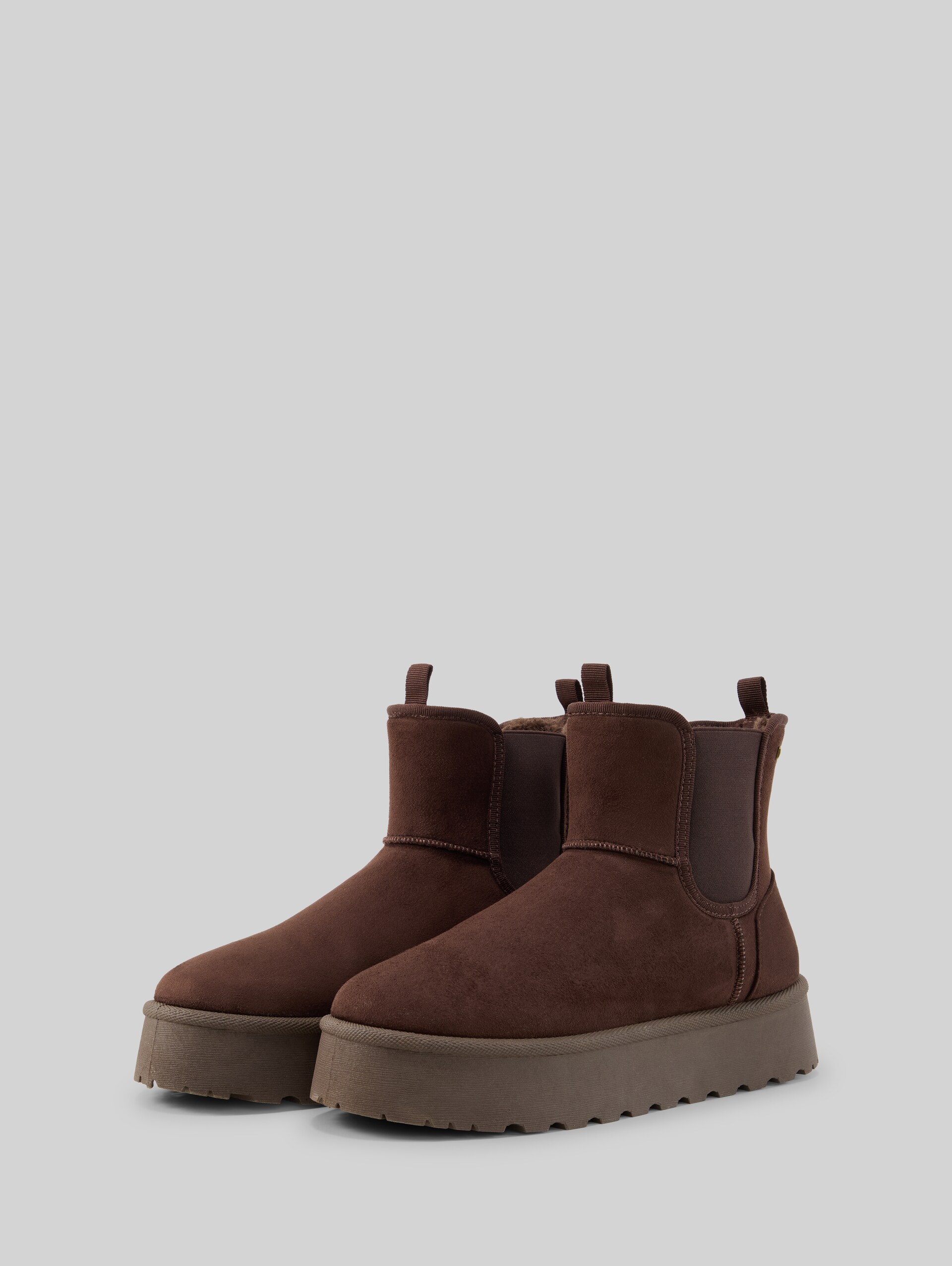 Bottines de neige à semelle compensée - mokka - vue latérale du produit