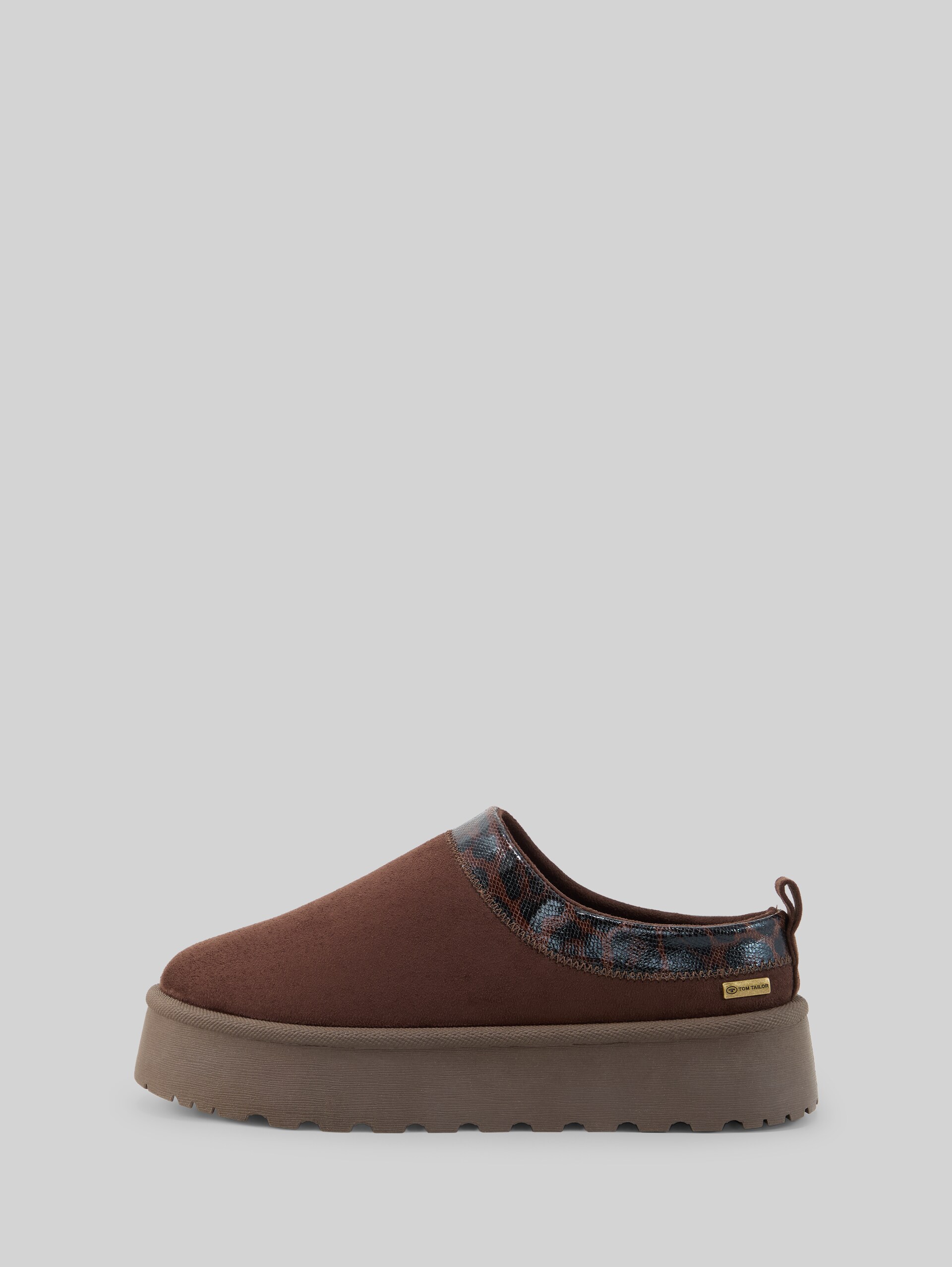 Mocassins doublés à semelle compensée - mokka - vue latérale du produit