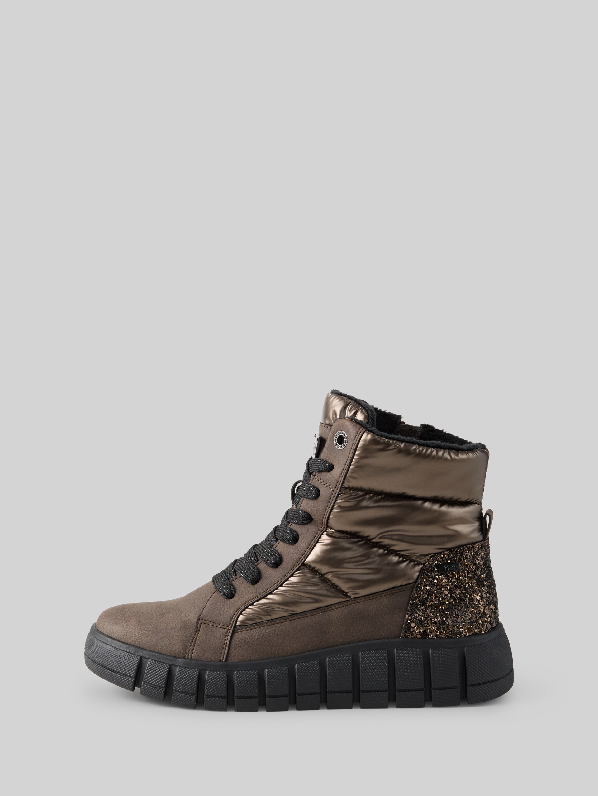 Bottines en mélange de matières - mokka - vue latérale du produit