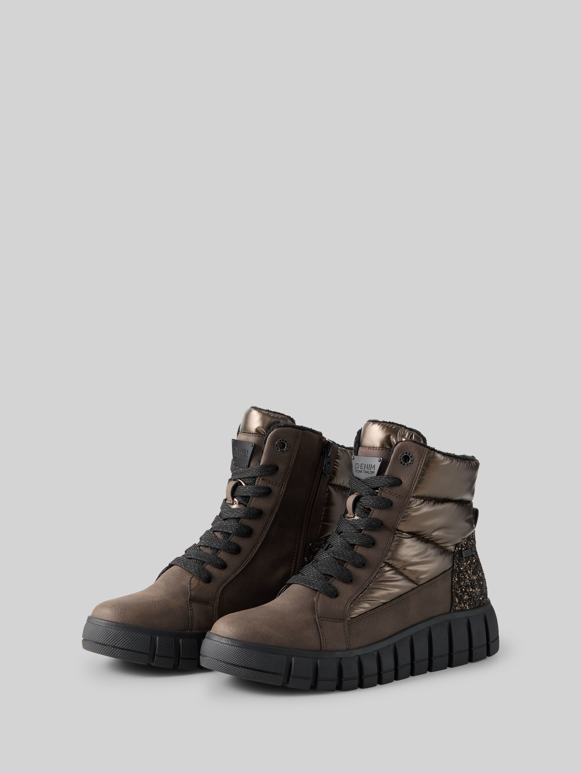 Bottines en mélange de matières - mokka - vue latérale du produit