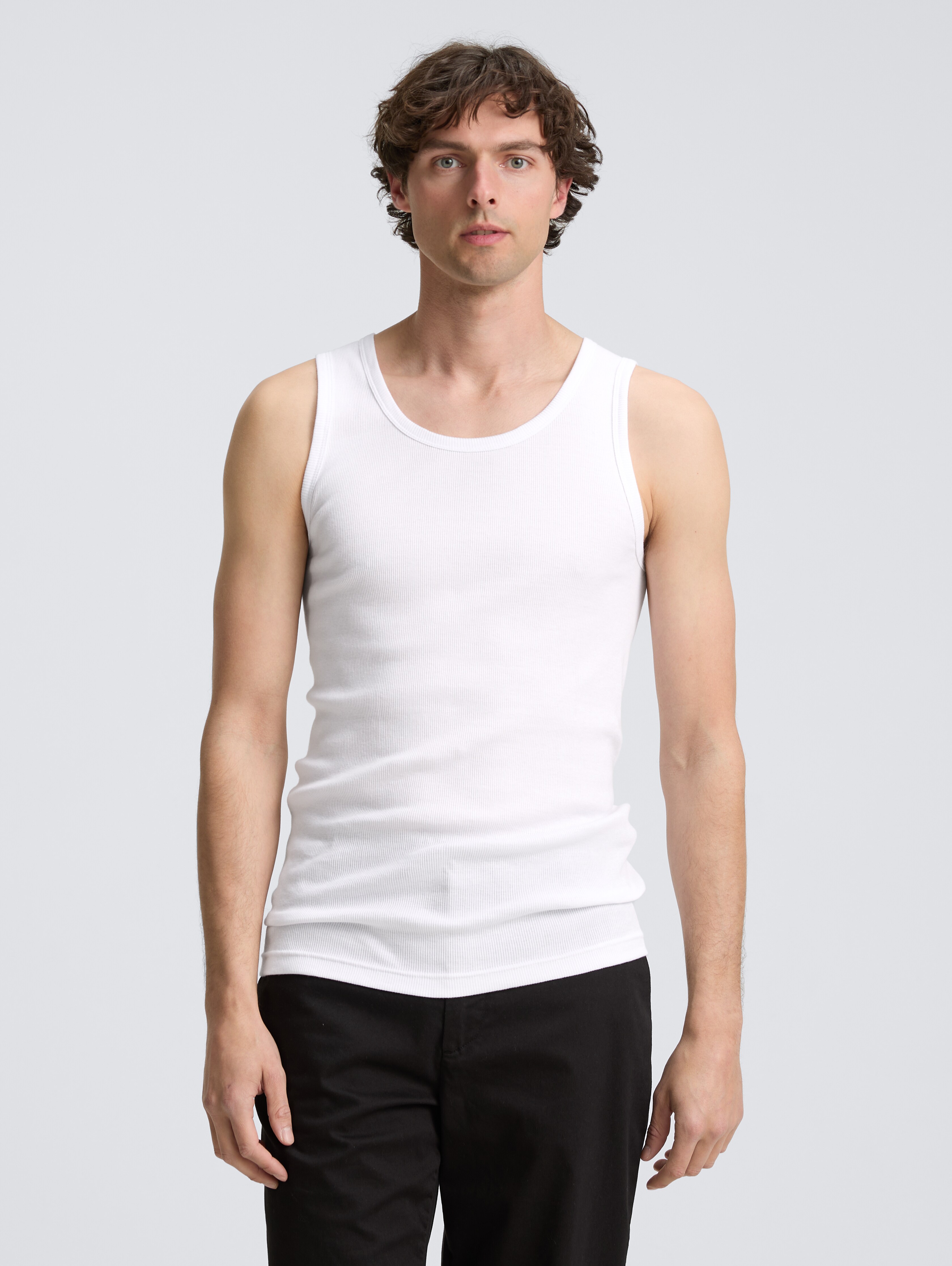 Tanktops mit Rippstruktur im 2er-Pack von Men, white