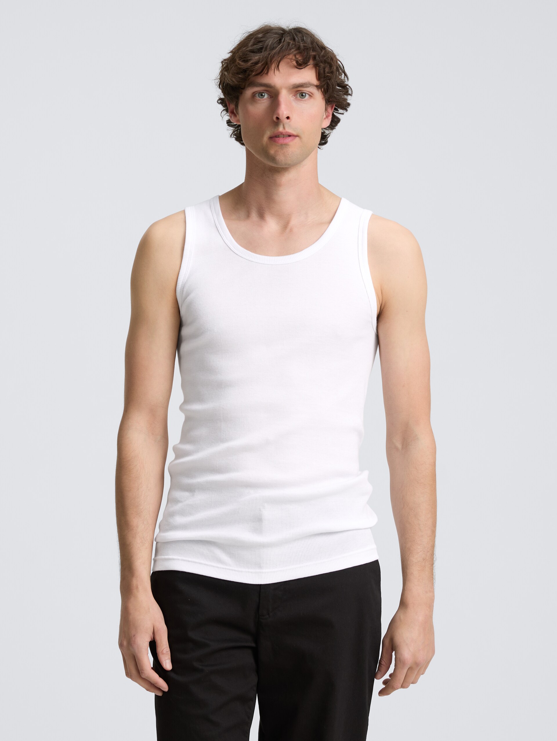 Tanktops met ribstructuur in een 2-pack - white - Model vooraanzicht