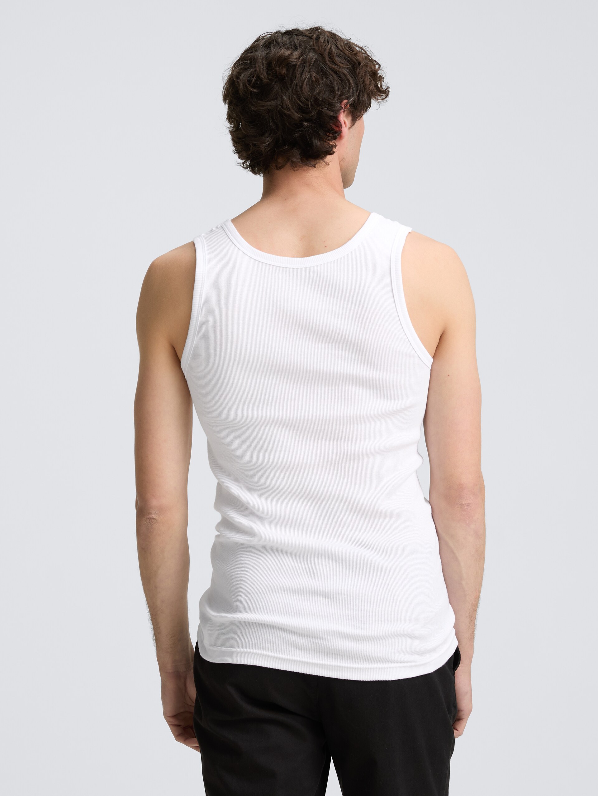 Tanktops met ribstructuur in een 2-pack - white - Neklijn model-achteraanzicht