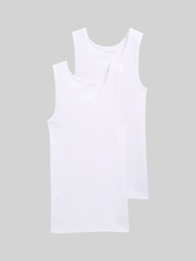 Tanktops mit Rippstruktur im 2er-Pack von Men, white