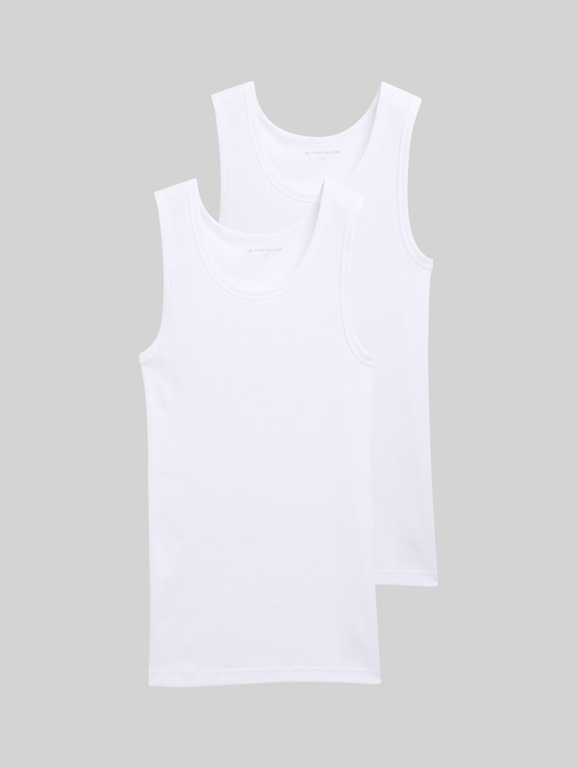 Tanktops met geribde structuur in een set van 2 door Men, white