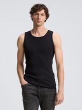 Tanktops mit Rippstruktur im 2er-Pack - black uni - Model-Vorderansicht