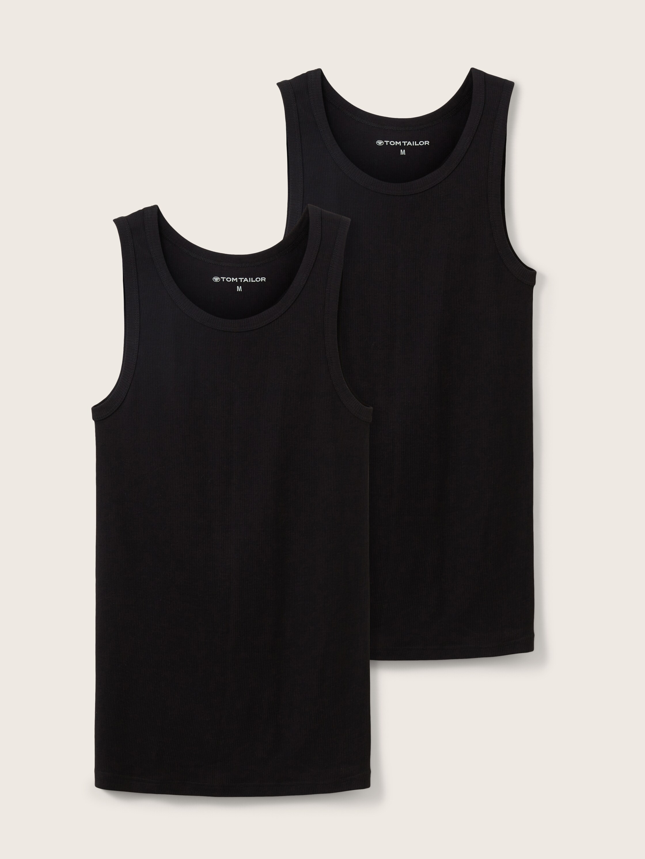 Tanktops mit Rippstruktur im 2er-Pack - black_uni - 