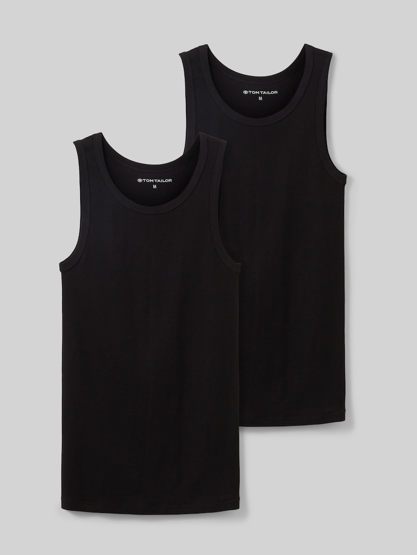 Ribbed tank tops in a pack of 2 by Men, black uni