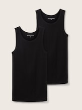 Tanktops mit Rippstruktur im 2er-Pack - black uni