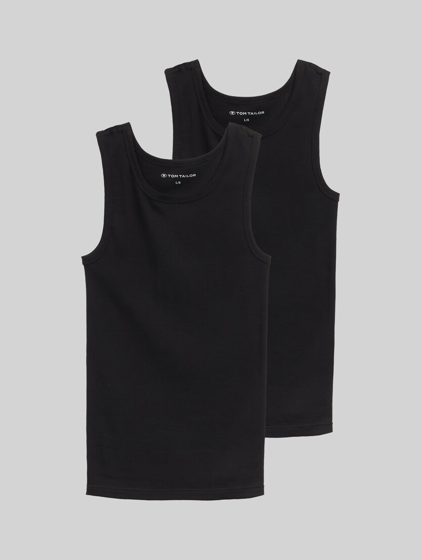 Tanktops mit Rippstruktur im 2er-Pack von Men, black uni