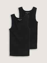 Tanktops mit Rippstruktur im 2er-Pack - black uni - Vorder-Produkt-Ansicht