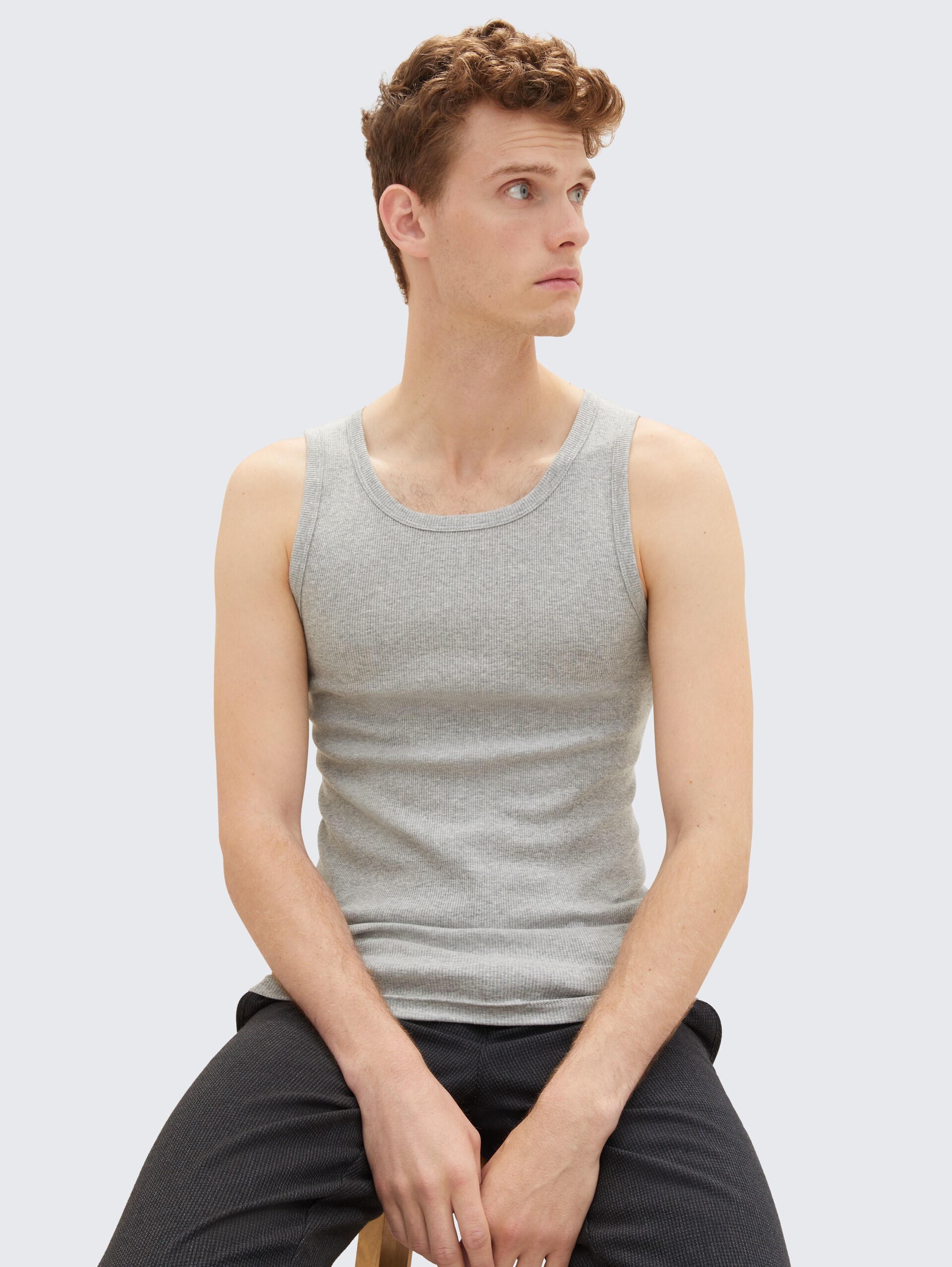 Tanktops mit Rippstruktur im 2er-Pack - grey-medium-melange