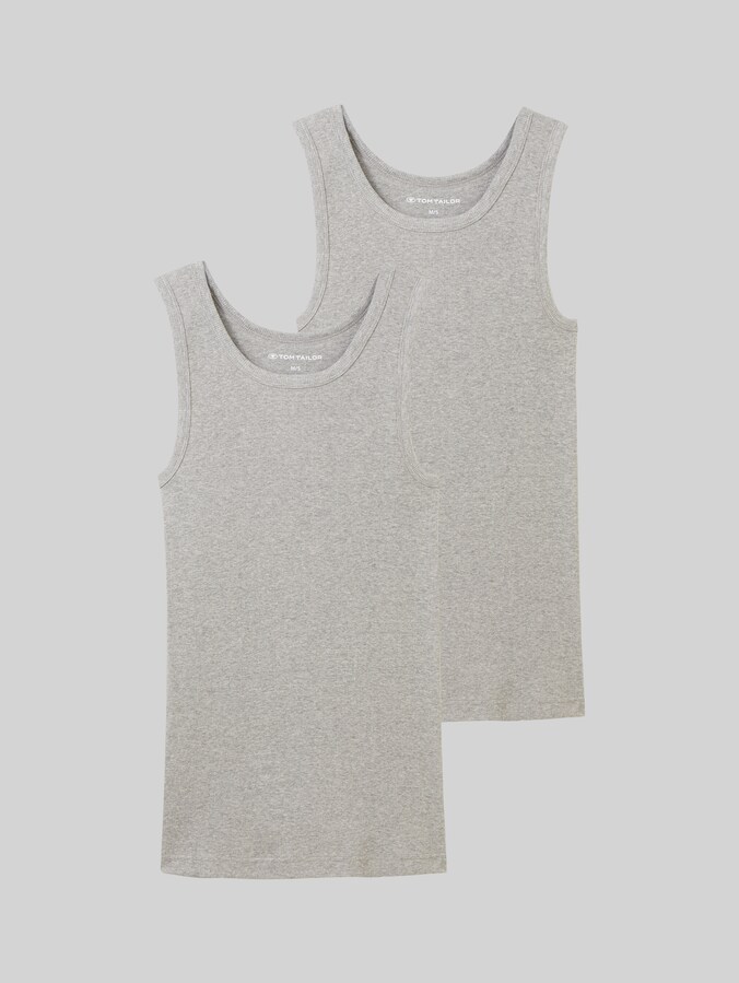 Tanktops mit Rippstruktur im 2er-Pack von Men, grey-medium-melange