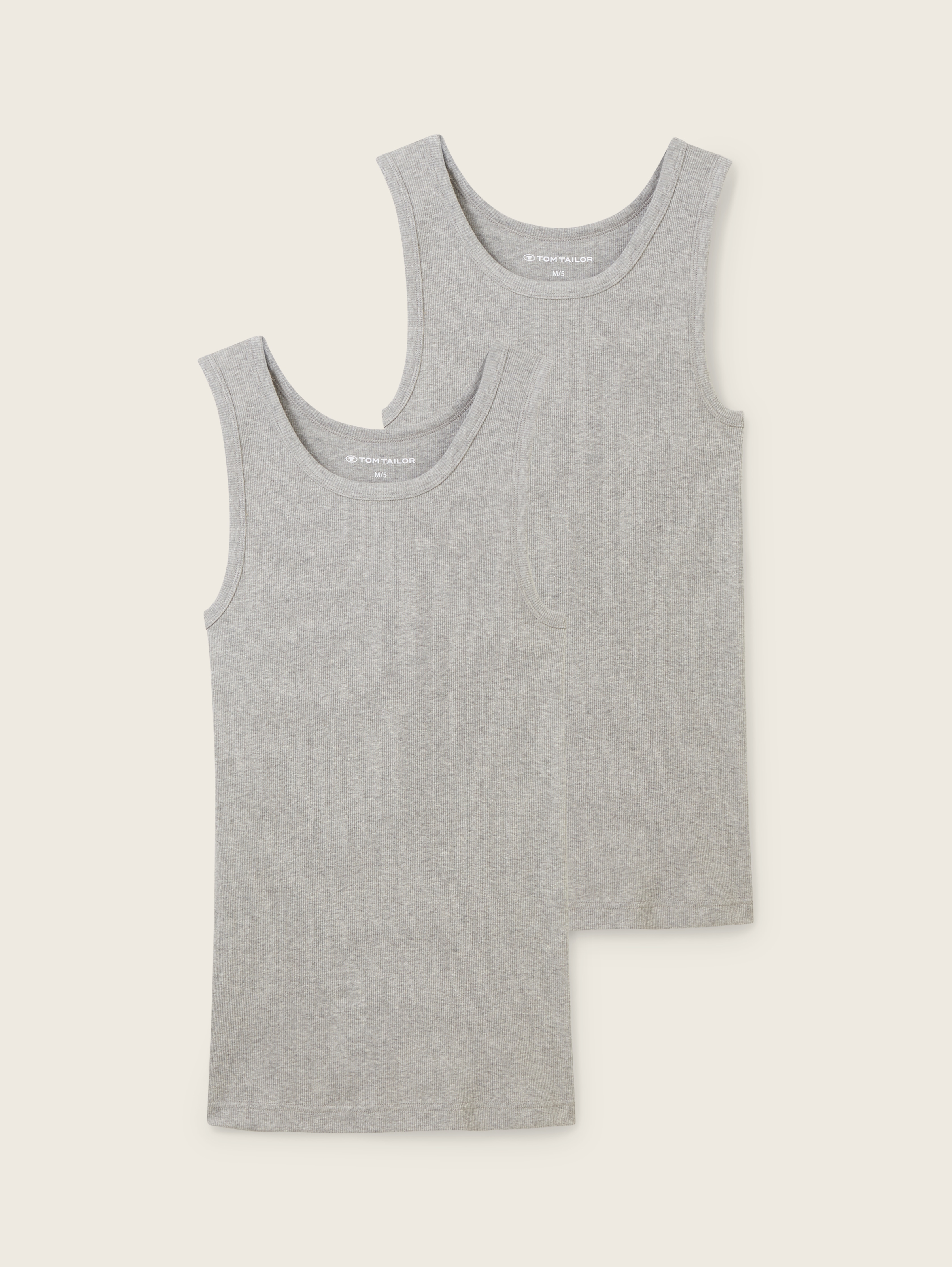 Tanktops mit Rippstruktur im 2er-Pack von Men, grey-medium-melange