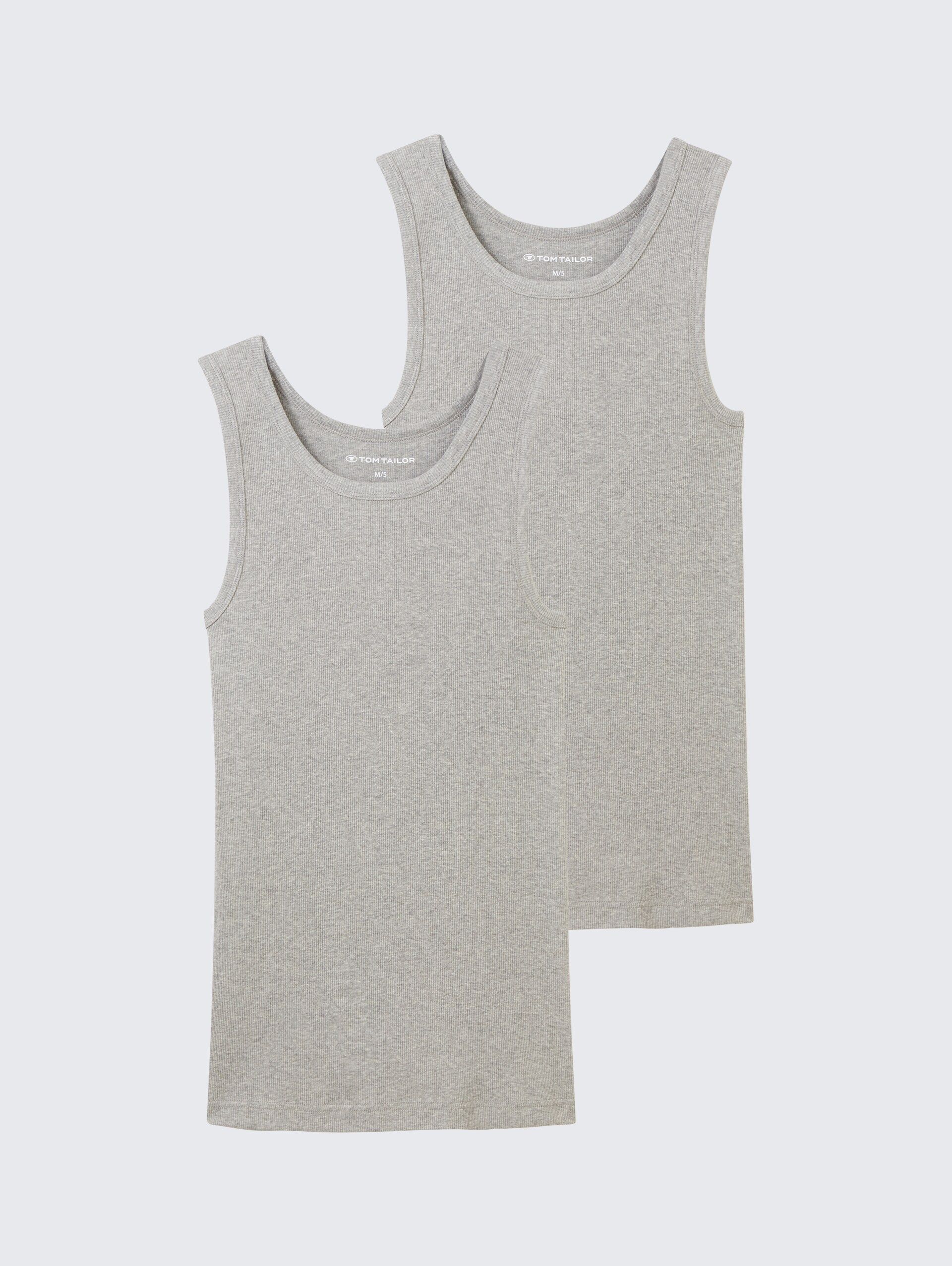 Tanktops mit Rippstruktur im 2er-Pack - grey-medium-melange - Vorder-Produkt-Ansicht