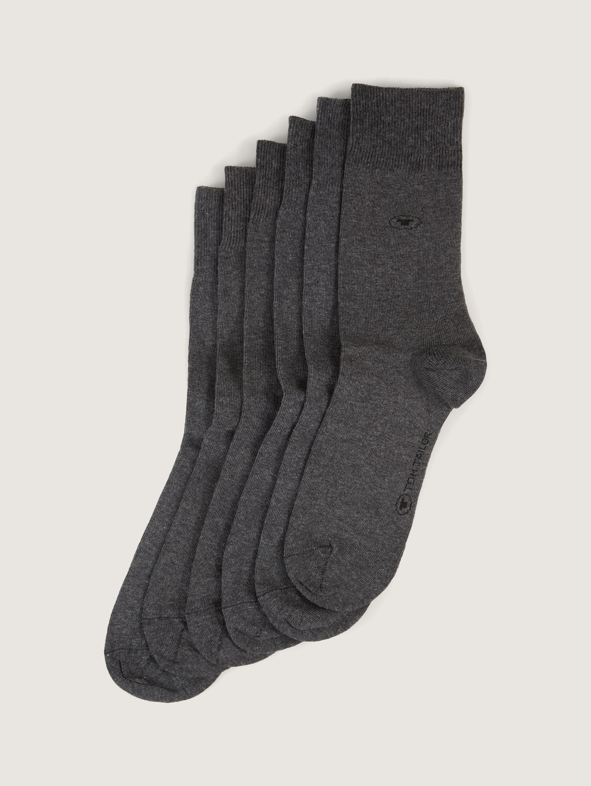 Basic Sokken in een set van zes - anthracite melange - zijaanzicht product