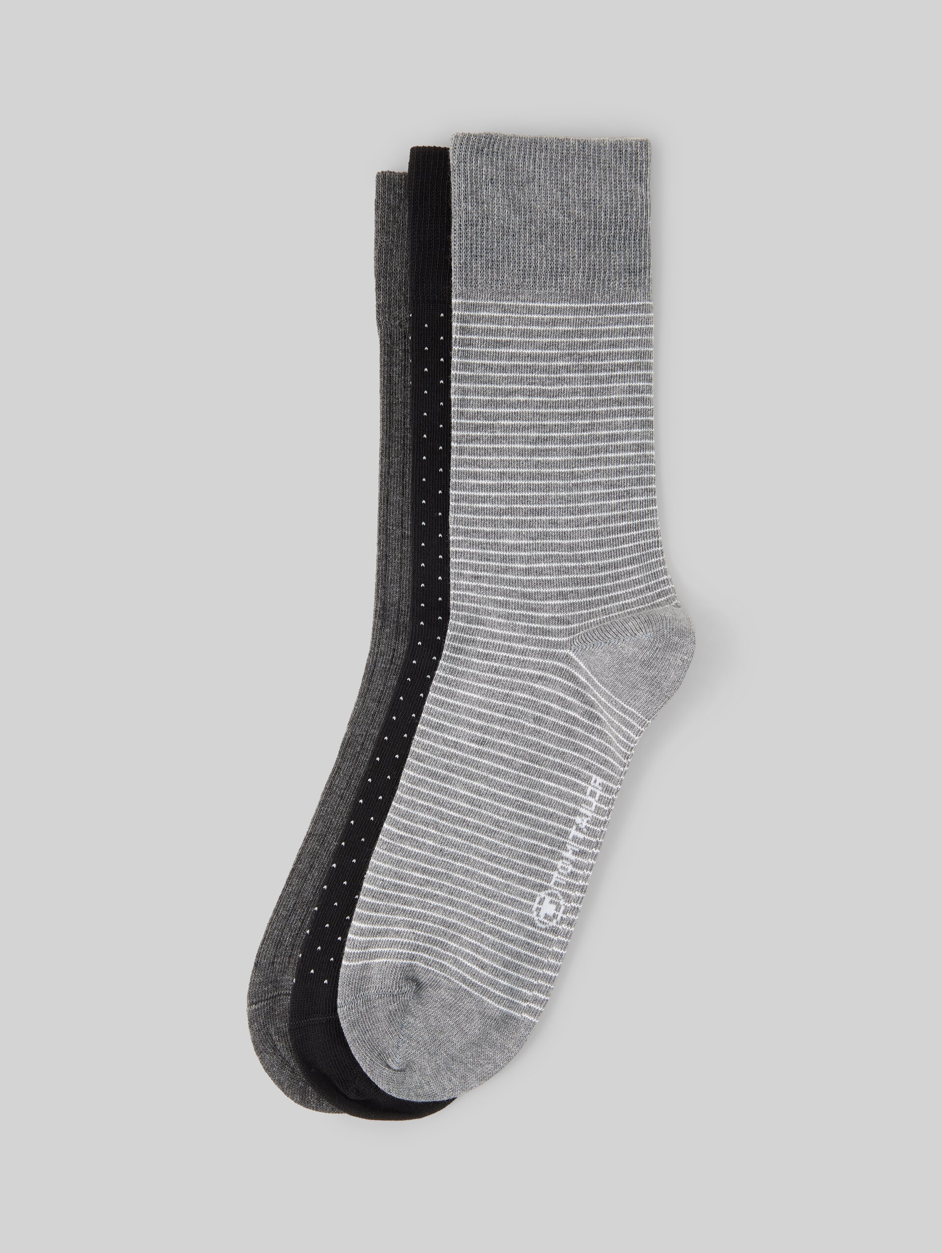 Sokken in een set van 6 met patroon - grey melange - zijaanzicht product