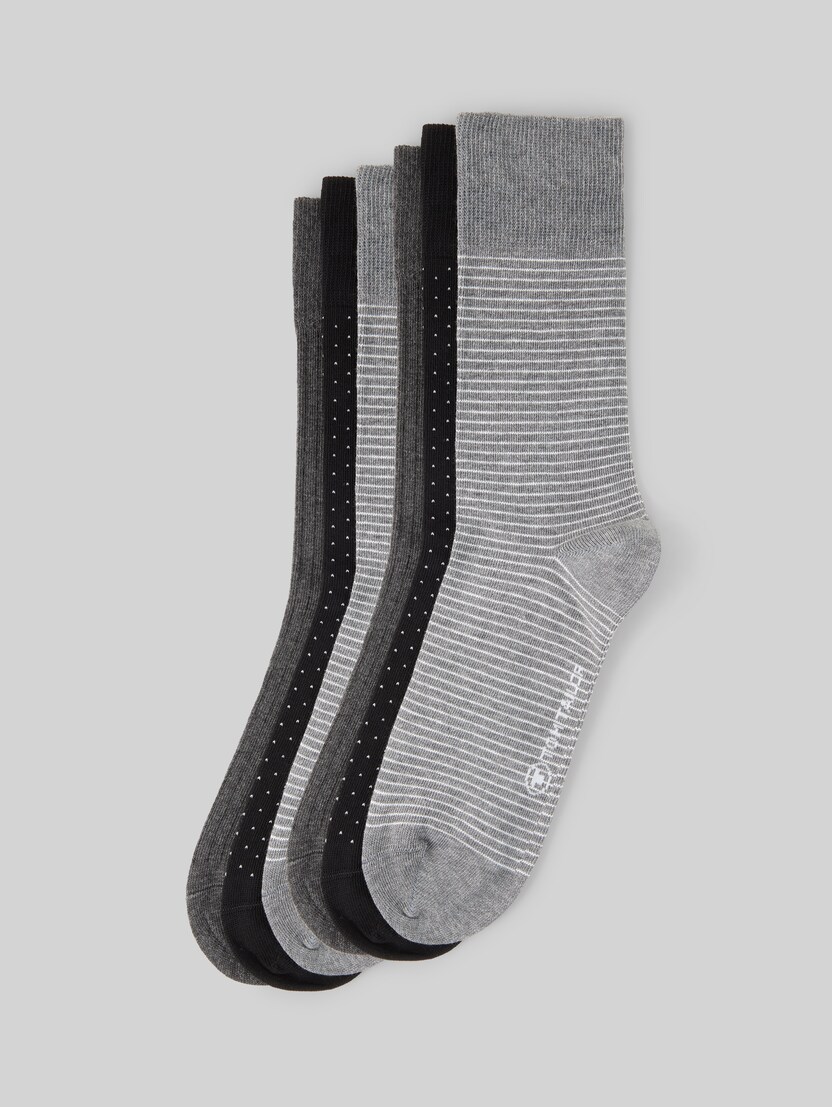 Patterned socks in a pack of 6 by Men, grey melange