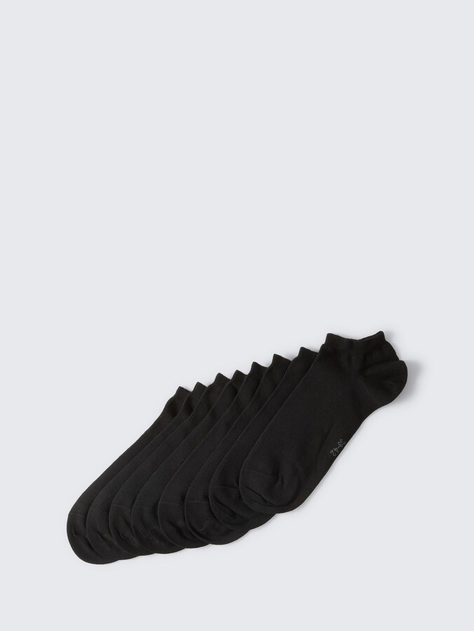 pack with 8 sneaker socks by Unisex, black