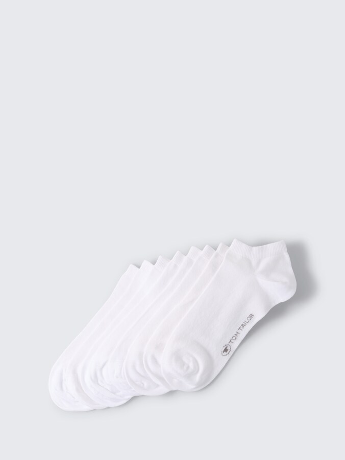 pack with 8 sneaker socks by Unisex, white