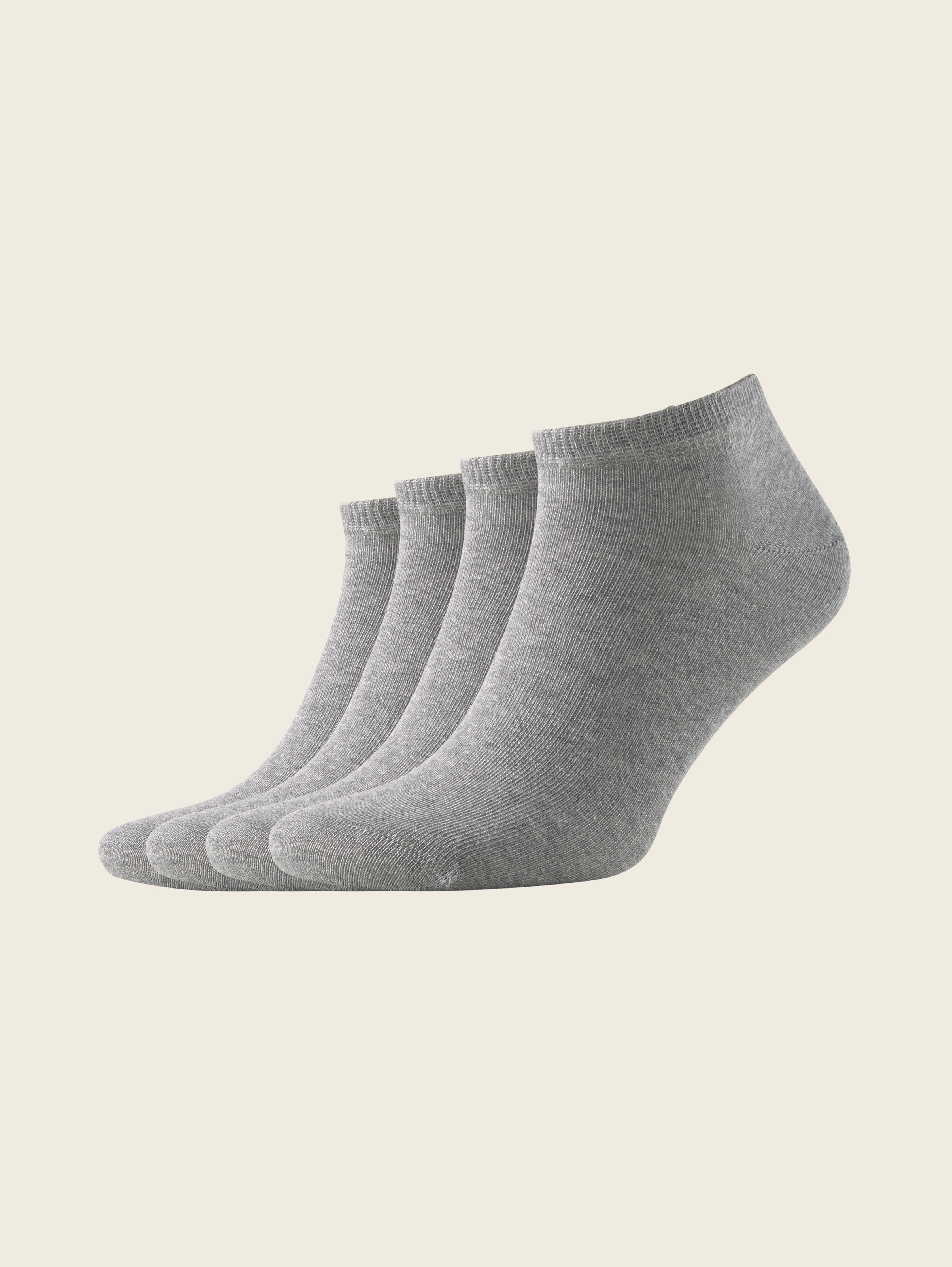 Four-pack sneaker socks by Unisex, light grey melange