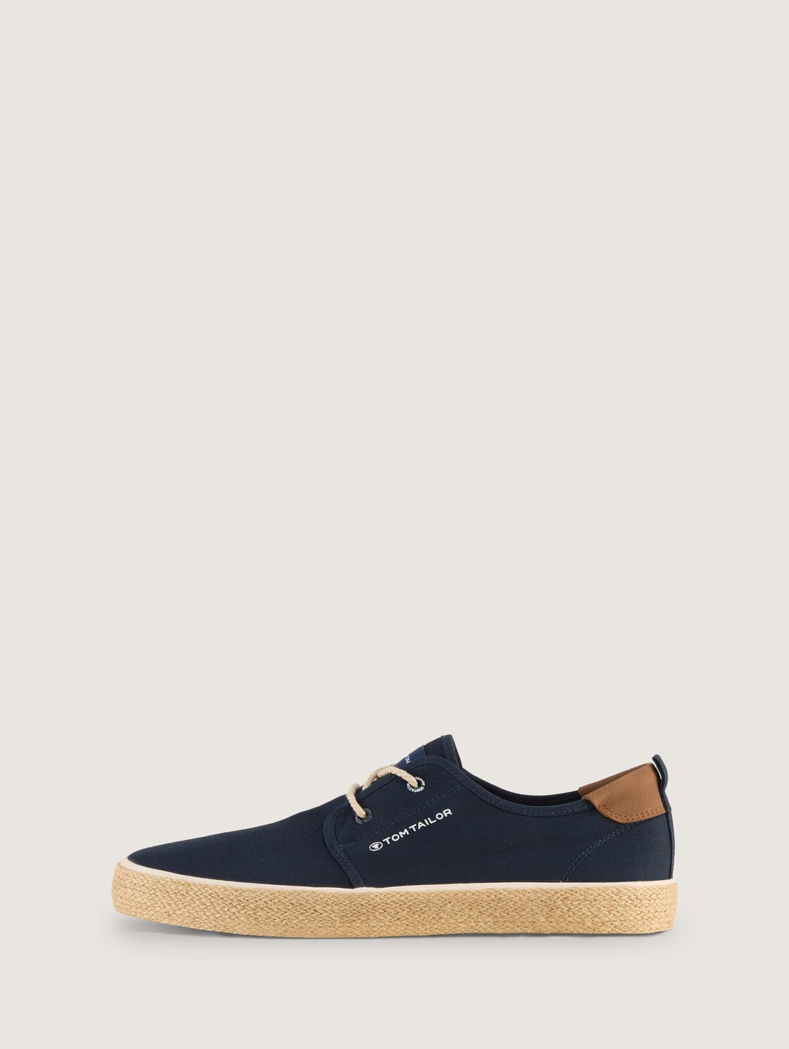 Schnürschuhe mit Bastsohle - navy - seitliche Produkt-Ansicht