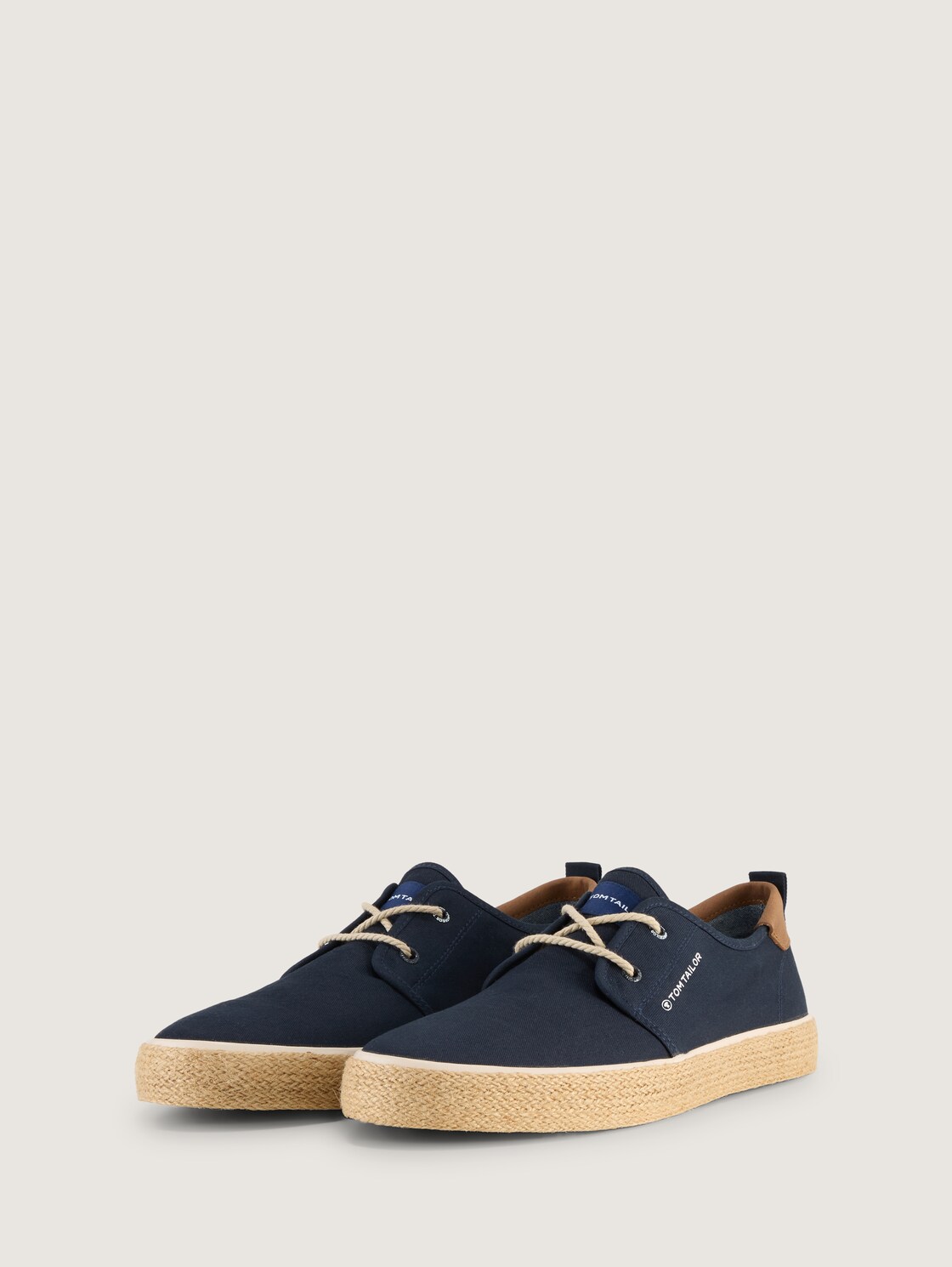 Schnürschuhe mit Bastsohle - navy - seitliche Produkt-Ansicht