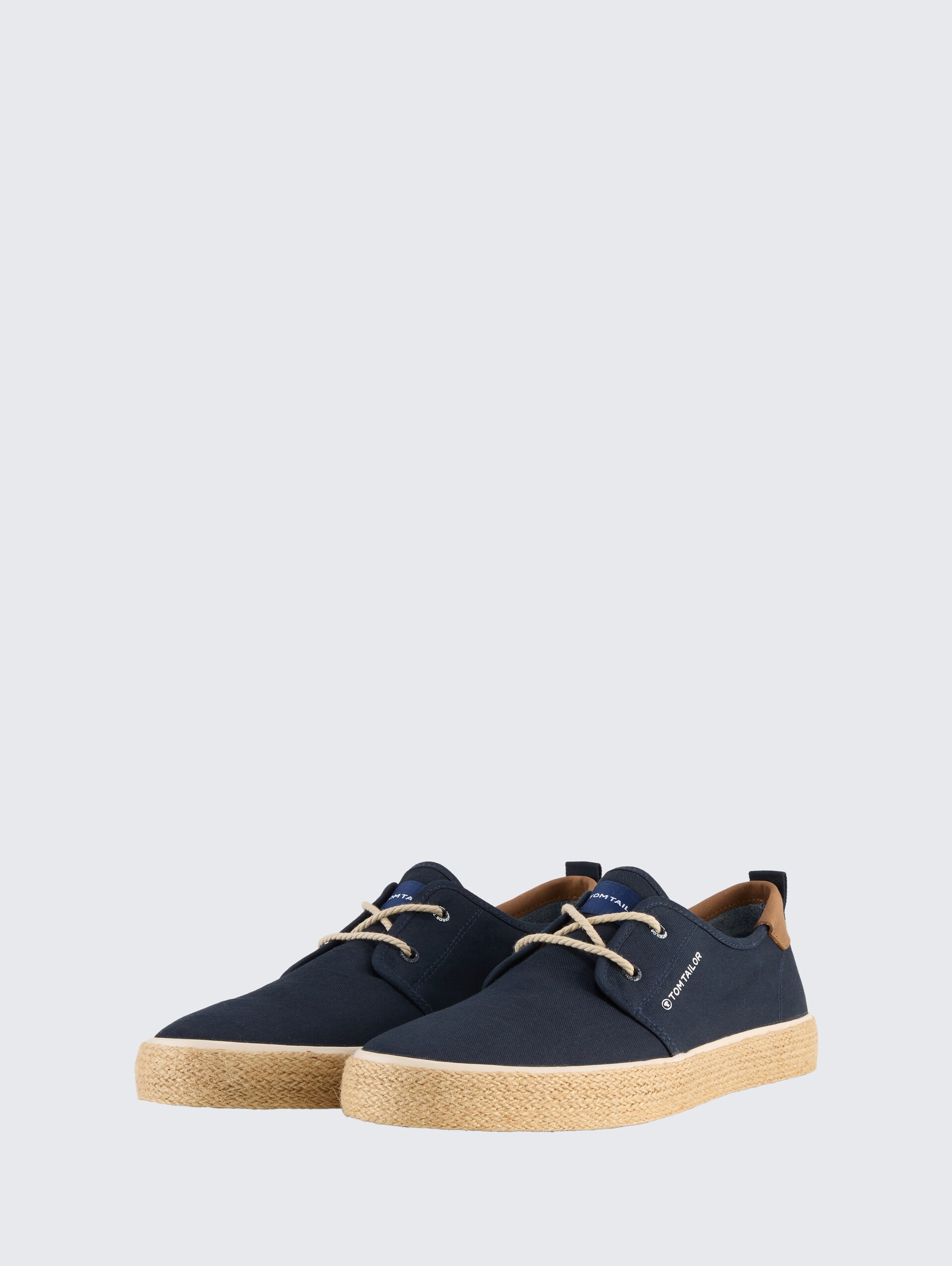 Schnürschuhe mit Bastsohle - navy - seitliche Produkt-Ansicht