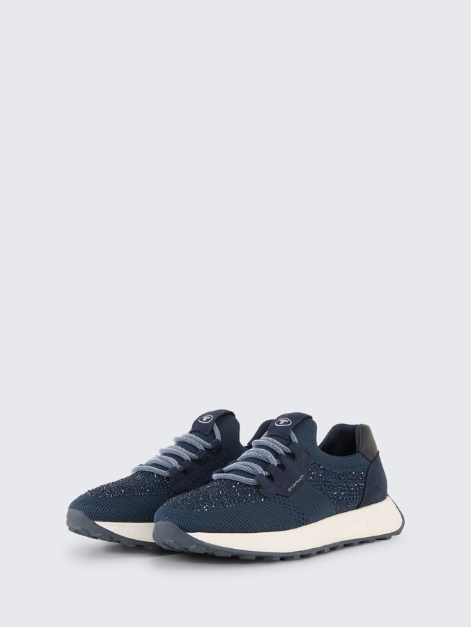 Sneakers met glitterlook door Women, navy