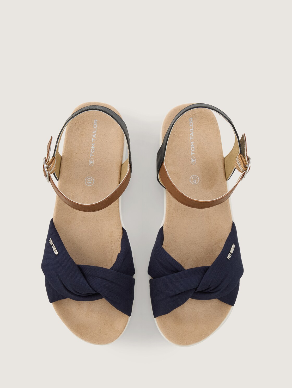 Flache Sandalen mit Verschluss-Schnallen - navy - Produkt-Ansicht von oben 