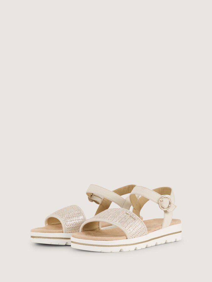 Flat sandals with braided pattern by Women, gold