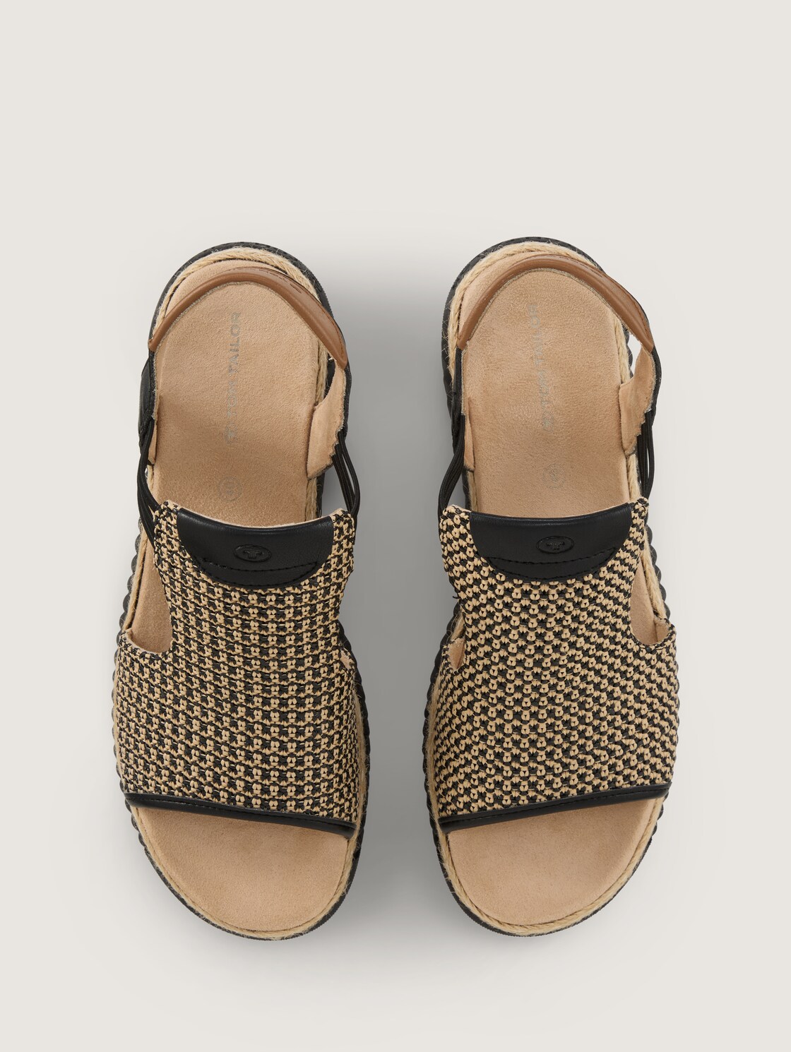 Sandals with wedge heels - black-nature - Product view from top 