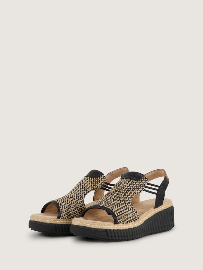 Sandals with wedge heel by Women, black-nature