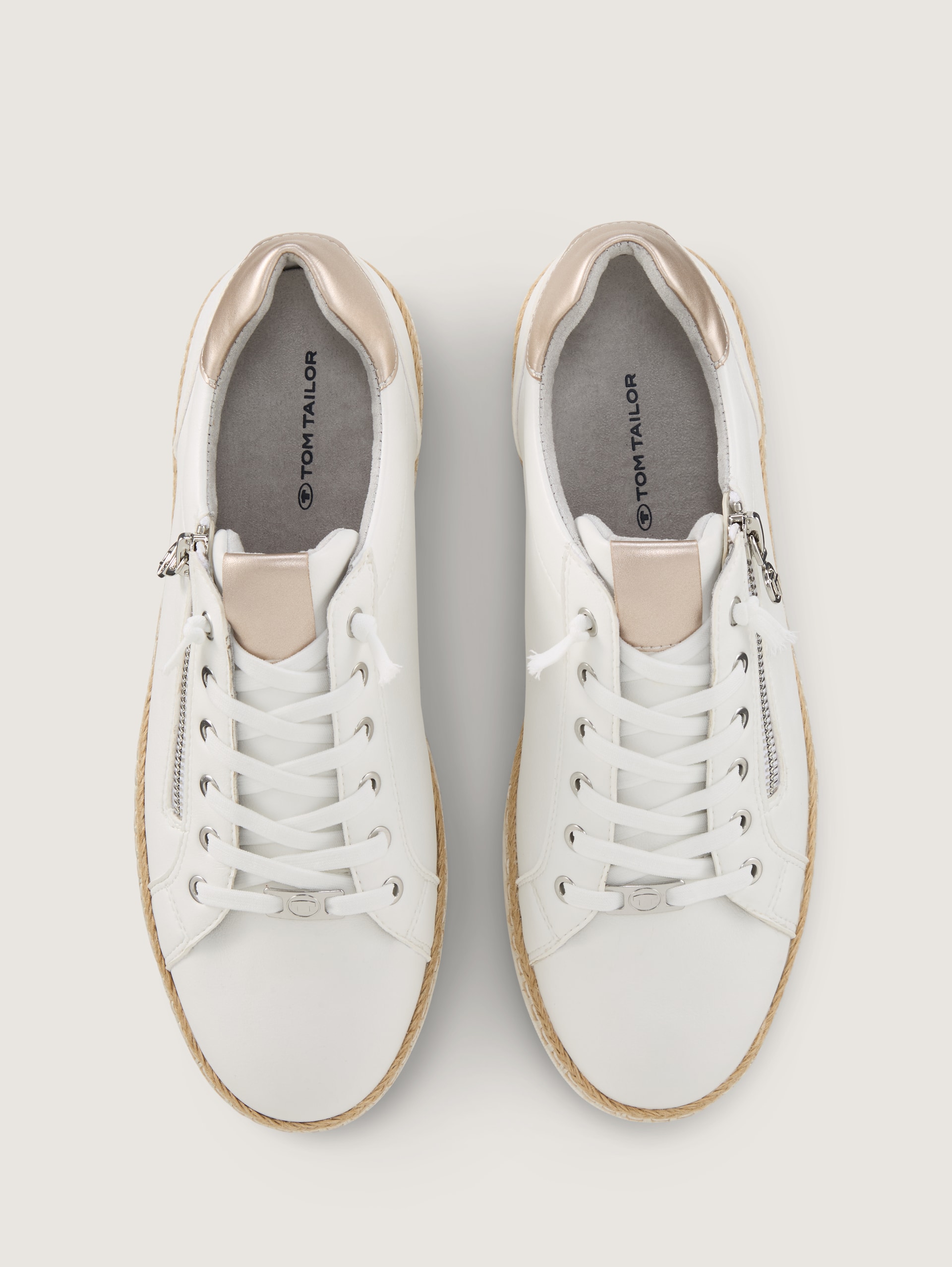 Sneaker mit Bast-Detail - white-marble - Produkt-Ansicht von oben 