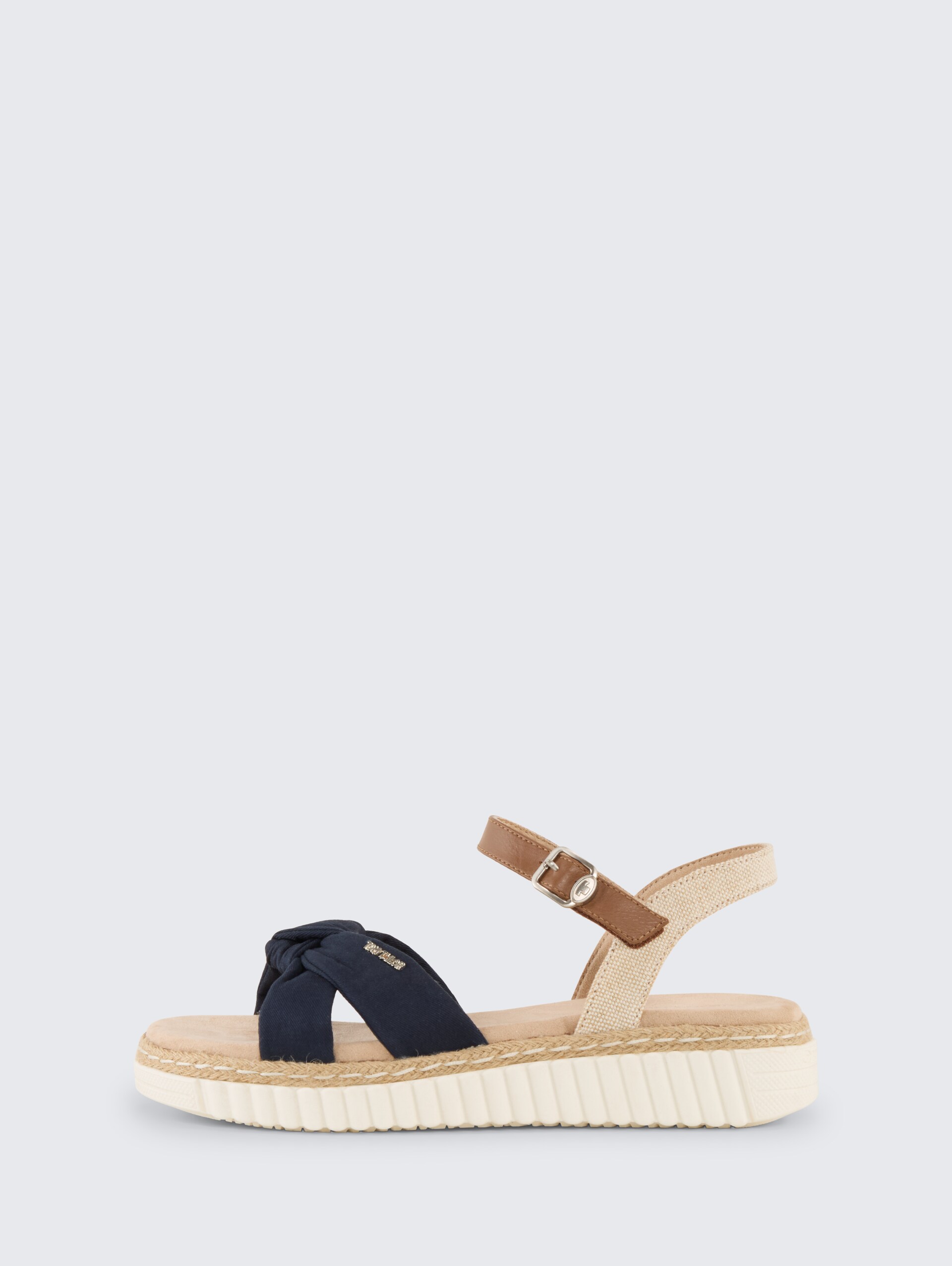 Sandalen mit Bast-Details - navy - seitliche Produkt-Ansicht