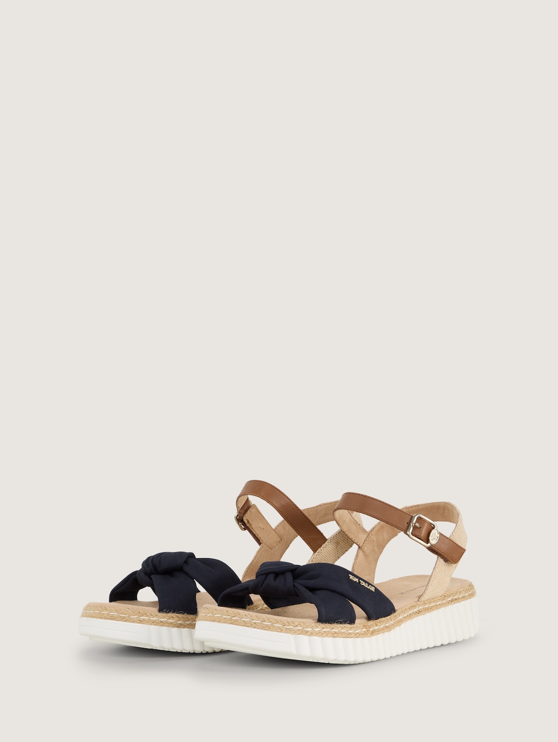 Sandalen mit Bast-Details - navy - seitliche Produkt-Ansicht