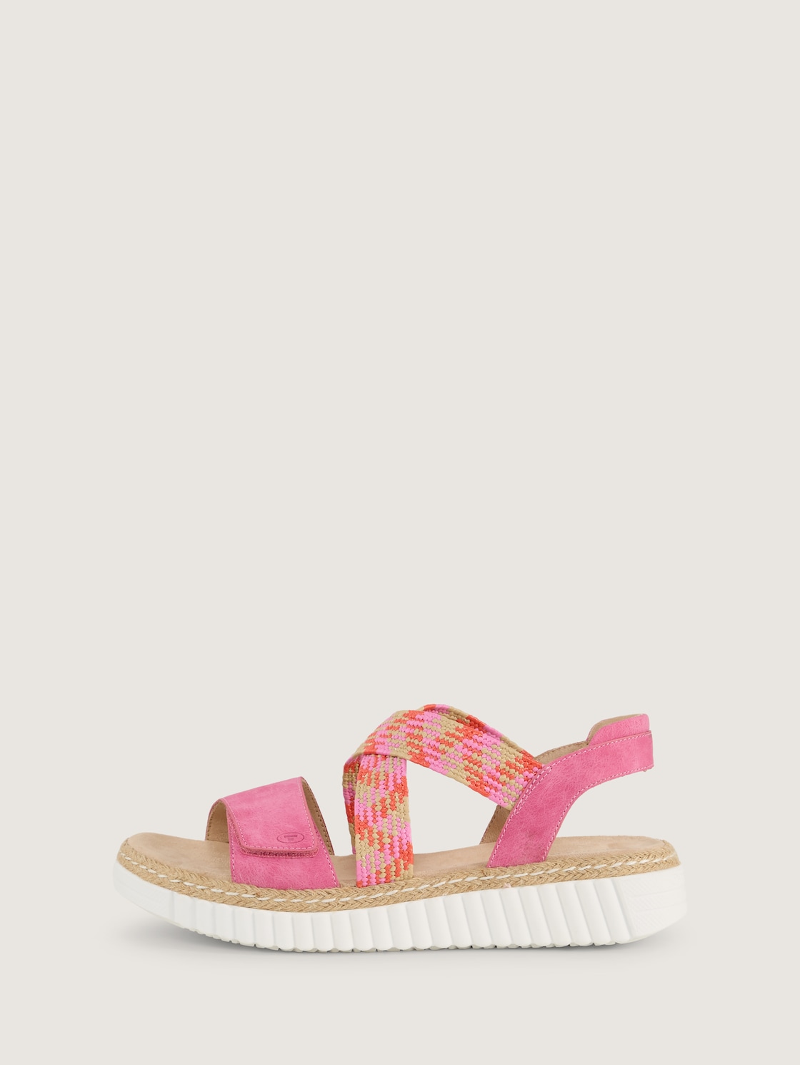 Sandalen mit Flecht-Detail - pink - seitliche Produkt-Ansicht