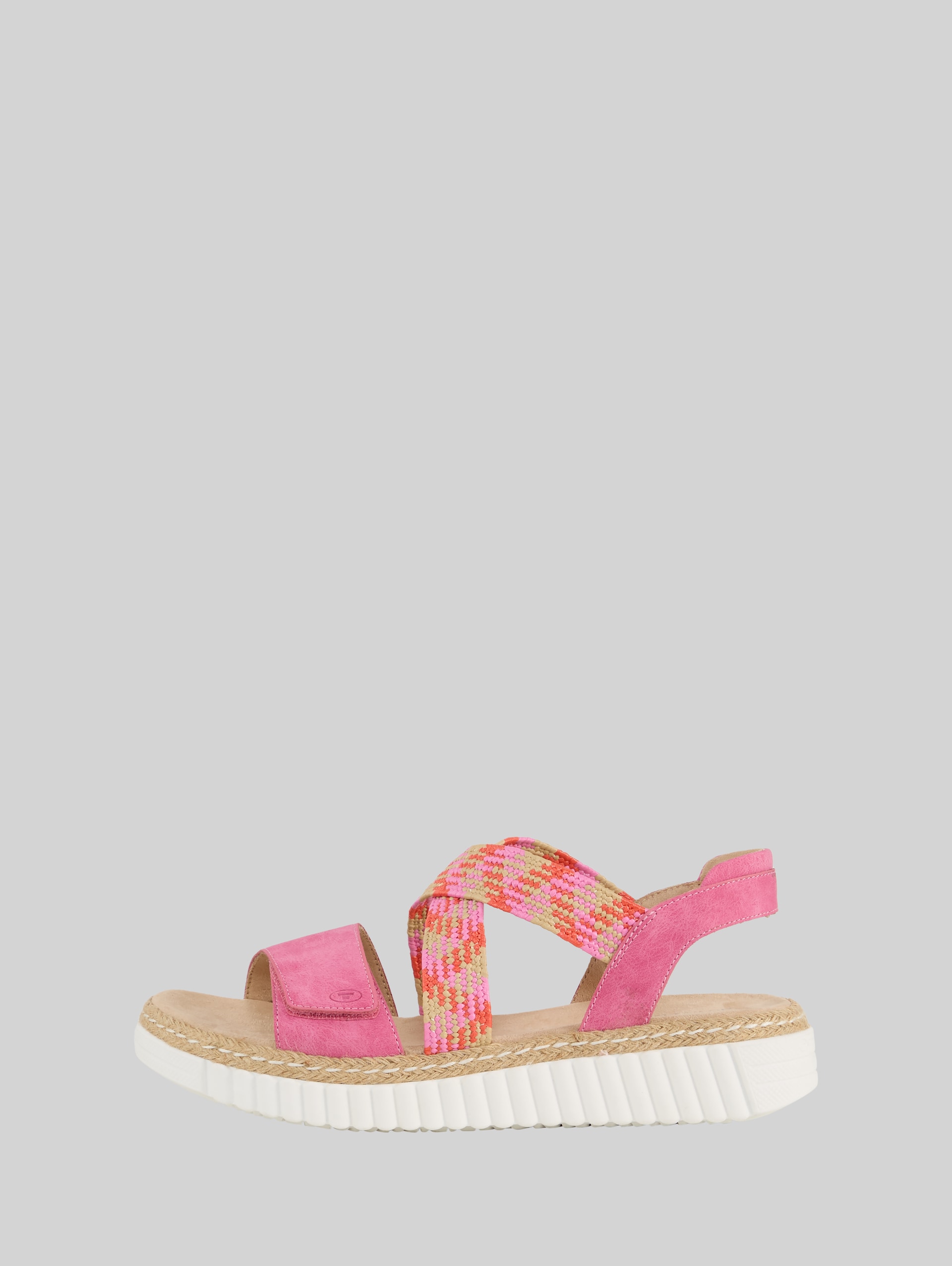 Sandalen mit Flecht-Detail - pink - seitliche Produkt-Ansicht