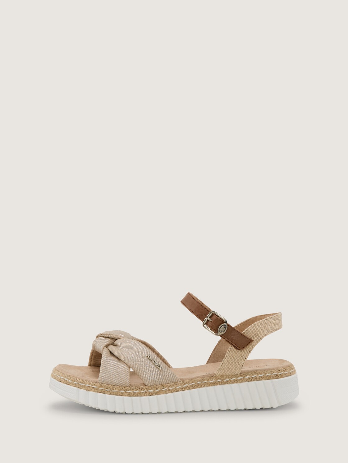 Sandalen mit Bast-Details - gold - seitliche Produkt-Ansicht