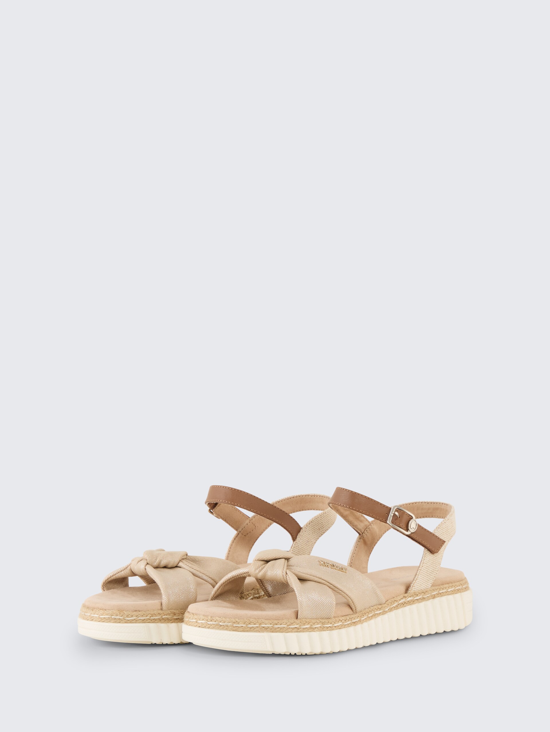 Sandalen mit Bast-Details - gold - seitliche Produkt-Ansicht