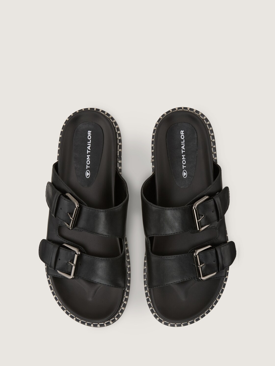 Flache Sandalen mit Verschluss-Schnallen - black - Produkt-Ansicht von oben 